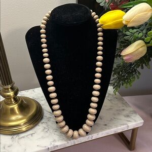 Source Unknown Cream Beaded Long Necklace